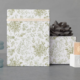 Papier Cadeau Classé Elegant Vintage Or Beige Floral Toile