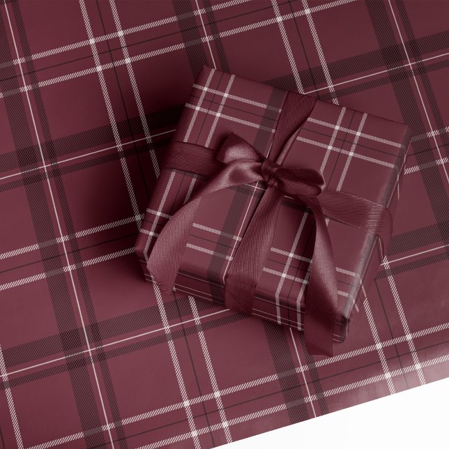 Papier Cadeau Classic audacieux vacances plaid maron vin rouge v (Créateur téléchargé)