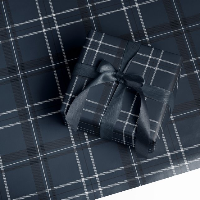 Papier Cadeau Classic bold marine bleu plaid (Créateur téléchargé)