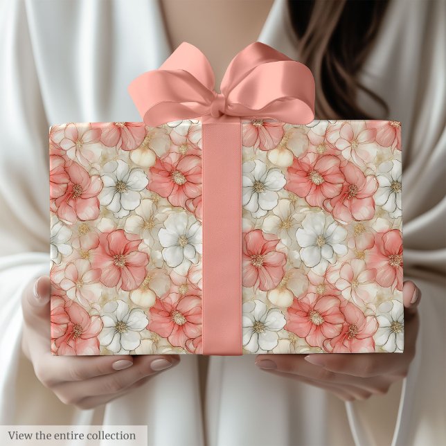 Papier Cadeau Classic dusty pink and gold 80th birthday wrap (Classic dusty pink and gold 80th birthday wrap)