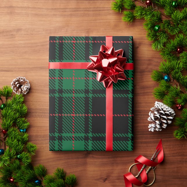 Papier Cadeau Classic et élégant Tartan vert foncé vacances (Cadeau de vacances)