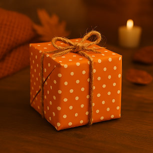 Papier Cadeau Classic Orange & Blanc Polka Dot Automne sans join