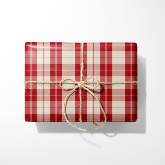 Papier Cadeau Classic Red and Cream Plaid Wrapping Paper