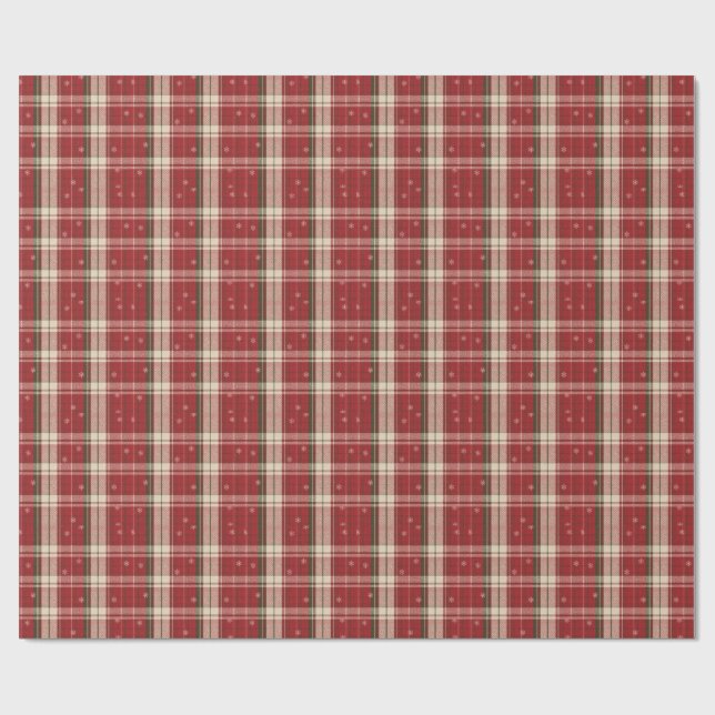Papier Cadeau Classic Red & Green Holiday Tartan Snowflakes (Plat)