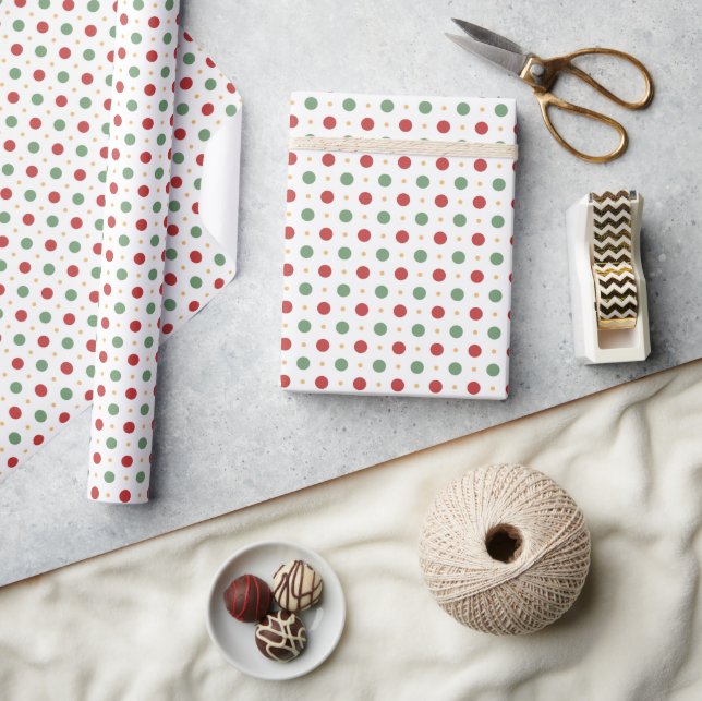 Papier Cadeau Classic Red & Green Polka Dot (Artisanat)