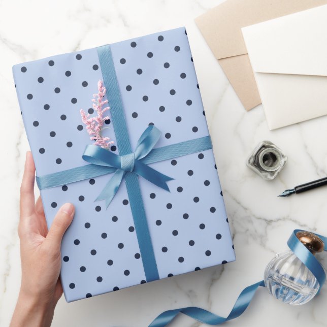 Papier Cadeau Classic Soft Blue Polka Dot  Wrapping Paper Roll (Cadeaux)