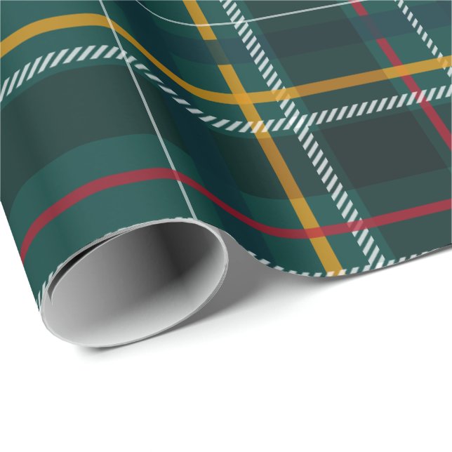 Papier Cadeau Classic vert Noël plaid vacances tartan (Coin rond)