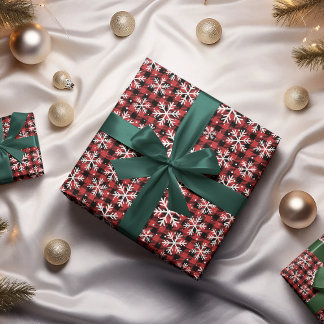 Papier Cadeau Classic Winter Buffalo Plaid Snowflake