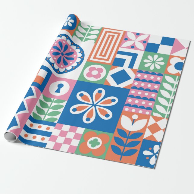 Papier Cadeau Classique Art Déco Motif sans faille. Styli géomét (Déroulé)