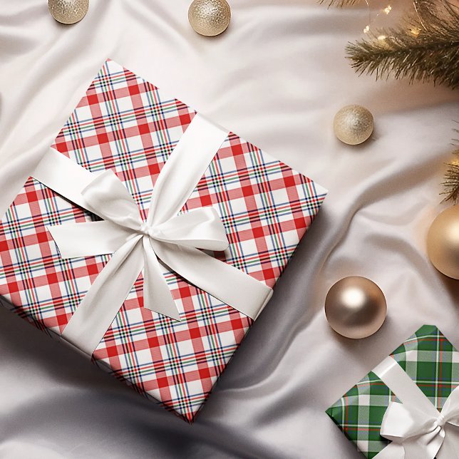 Papier Cadeau Classique carreaux rouge vert bleu blanc tradition (Créateur téléchargé)