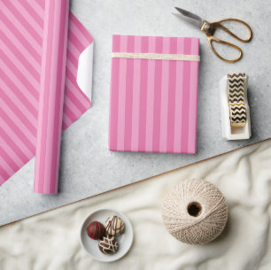 Papier Cadeau Classique Chaud Rose Féminin Ombre Rayures