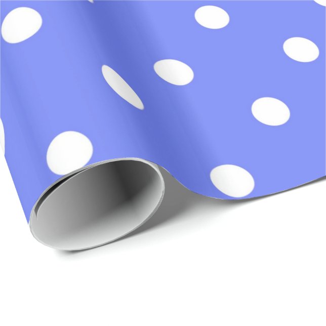 Papier Cadeau Classique, cool, pois blanc et bleu (Coin rond)