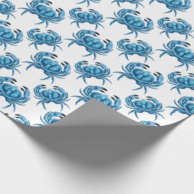 Papier Cadeau Classique Crabe Bleu Motif Bord de Mer (Coin)