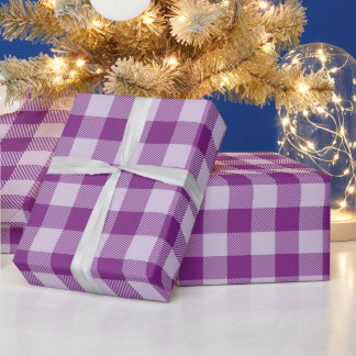 Papier Cadeau Classique de Noël et carreaux de buffle violet pas
