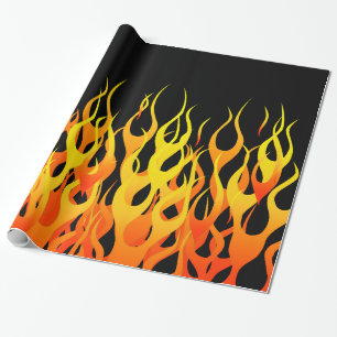 Papier Cadeau Classique emballant des flammes sur le noir solide