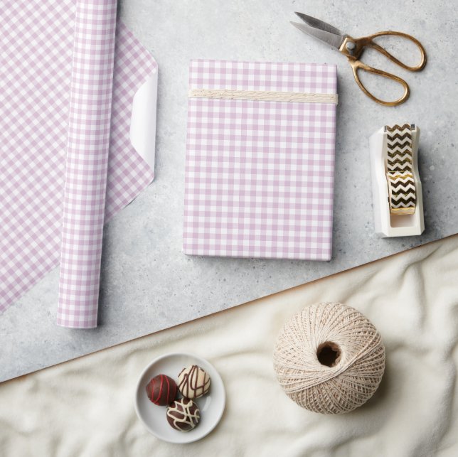 Papier Cadeau Classique Gingham Début d'Automne | Lilas Chaud (Artisanat)