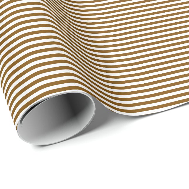Papier Cadeau Classique moderne mince Brown et blanc rayé (Coin rond)