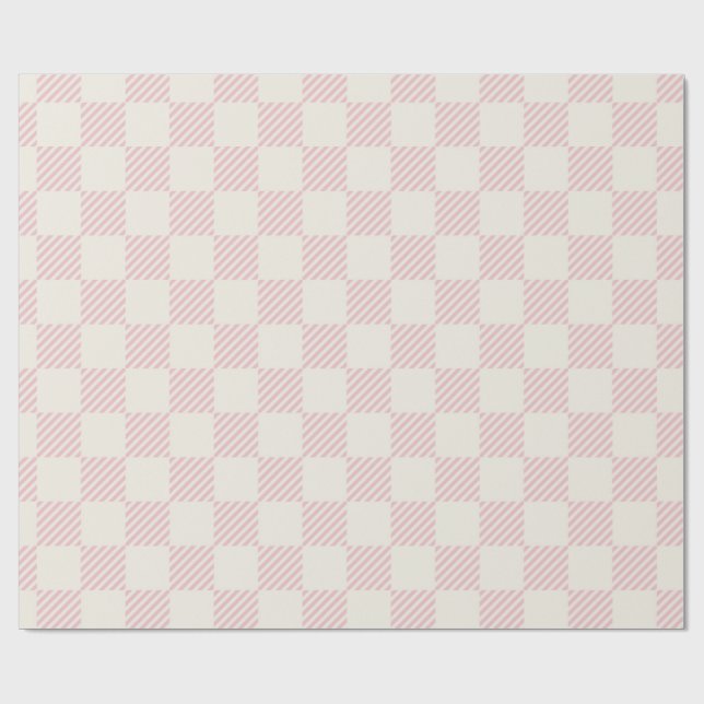 Papier cadeau classique rose et crème à carreaux d (Plat)