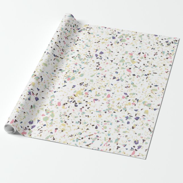Papier Cadeau Classy vintage marble terrazzo pastel design (Déroulé)