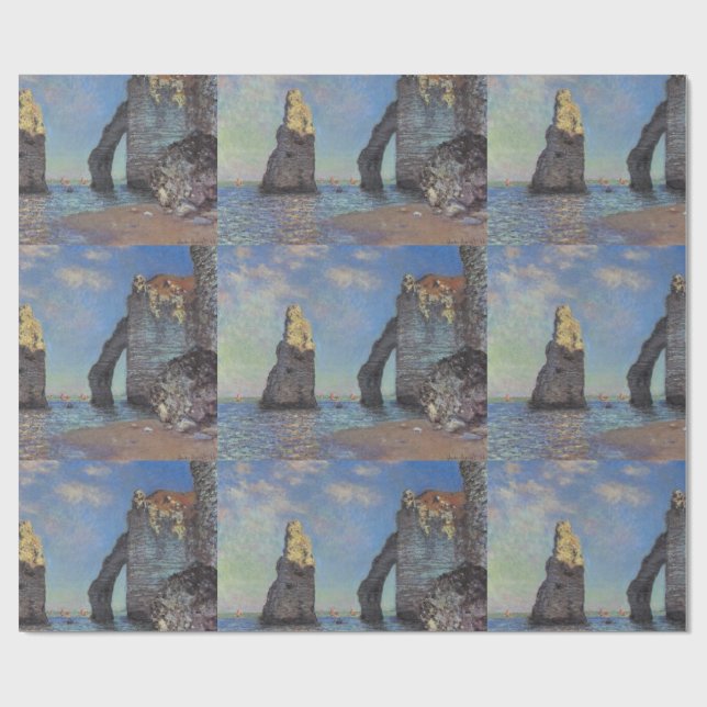 Papier Cadeau Claude Monet Cliffs at Etretat Impressionist Paint (Plat)