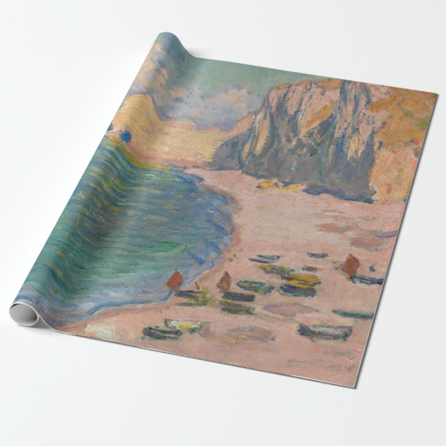 Papier Cadeau Claude Monet - Etretat : Plage et Falaise d'Amont (Déroulé)