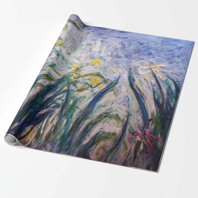 Papier Cadeau Claude Monet - Iris jaunes et violets (Déroulé)