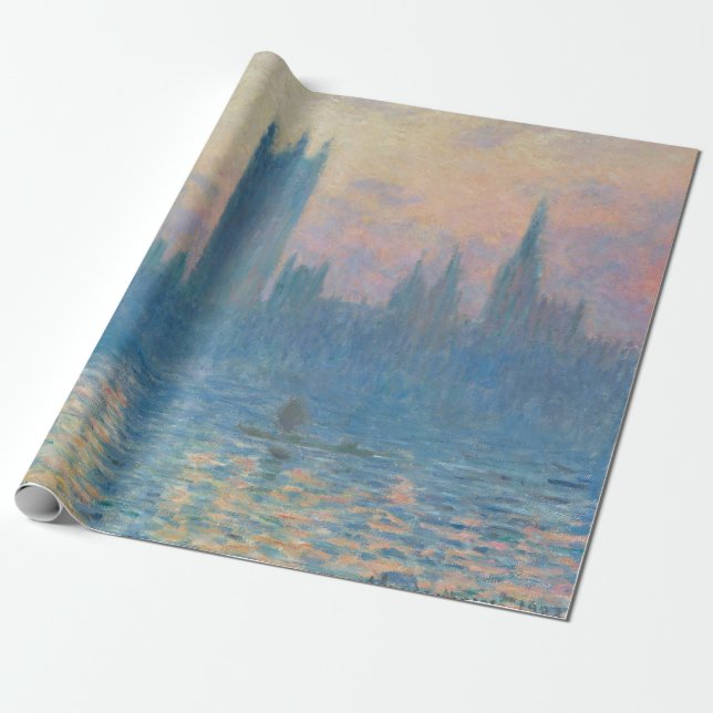 Papier Cadeau Claude Monet Les maisons du Parlement Coucher de s (Déroulé)