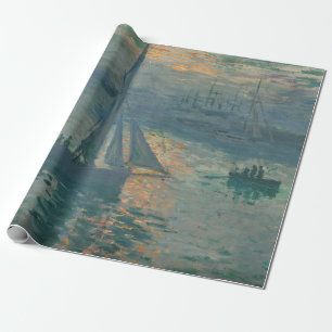 Papier Cadeau Claude Monet Lever de soleil Marine Voilier Impres