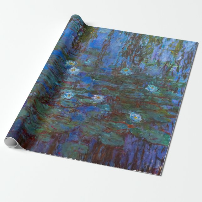 Papier Cadeau Claude Monet - Lys d'Eau Bleue (Déroulé)