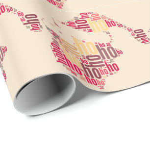 Papier Cadeau Claus mot du Père Noël Ho Ho Ho