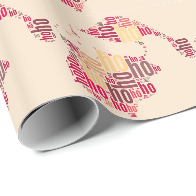 Papier Cadeau Claus mot du Père Noël Ho Ho Ho (Coin rond)