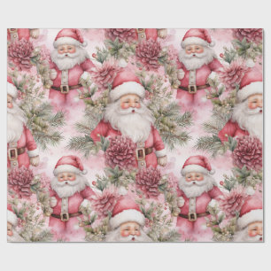 Papier Cadeau Clause Pink Christmas Santa