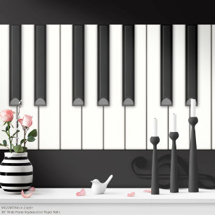 Papier Cadeau Clavier de piano géant sur un rouleau de papier (n