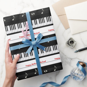 Papier Cadeau Clavier de piano, Notes de musique, Personnalisé