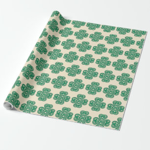 Papier Cadeau Clavier Shamrock Celtique Vert Lucky
