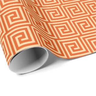 Papier Cadeau Clé grecque, mandarine orange
