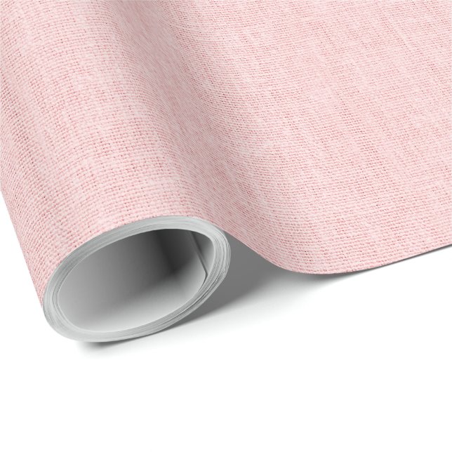 Papier Cadeau Clean Minimal Beige Linen Mimic Fabric Effect Pink (Coin rond)