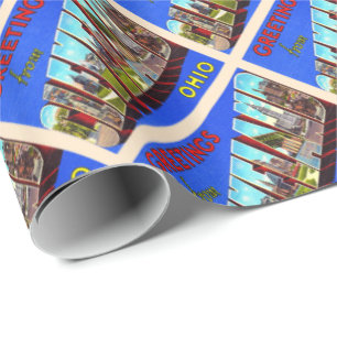 Papier Cadeau Cleveland Ohio OH Vintage grande lettre carte post