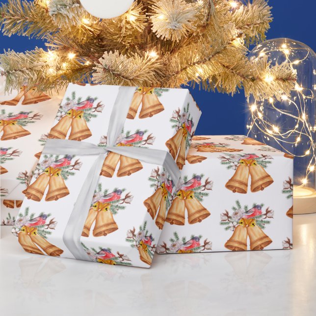 Papier Cadeau cloches de Noël et oiseau (Vacances)