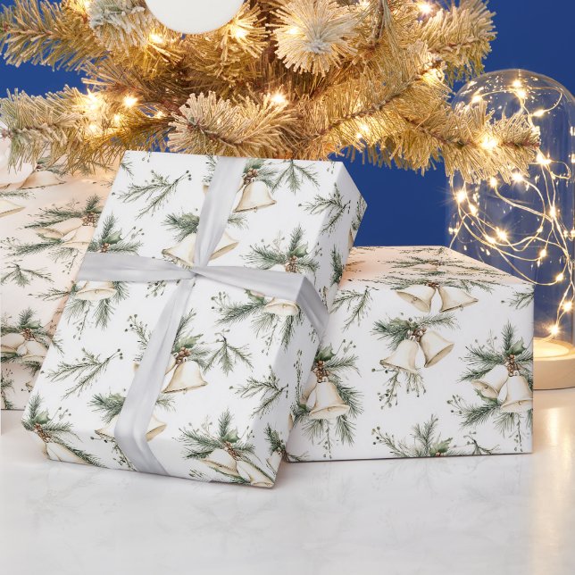 Papier Cadeau Clochettes de Noël Chic Cream (Vacances)