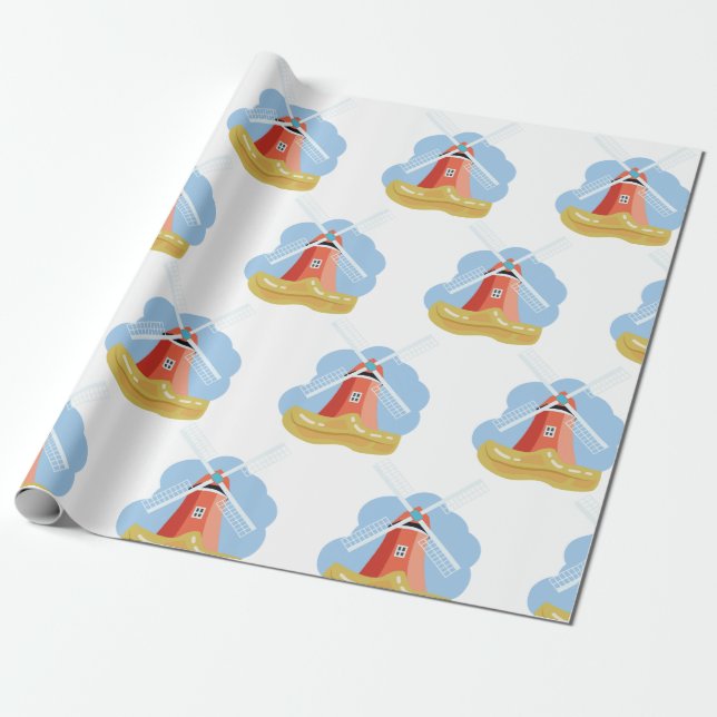 Papier Cadeau Clog et moulin à vent (Déroulé)