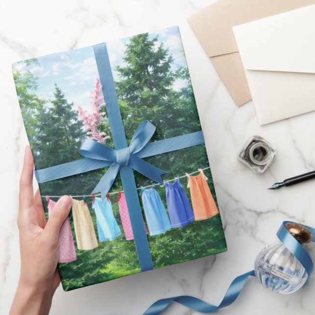 Papier Cadeau Clothesline Wrapping Paper | Nostalgic Laundry (Cadeaux)