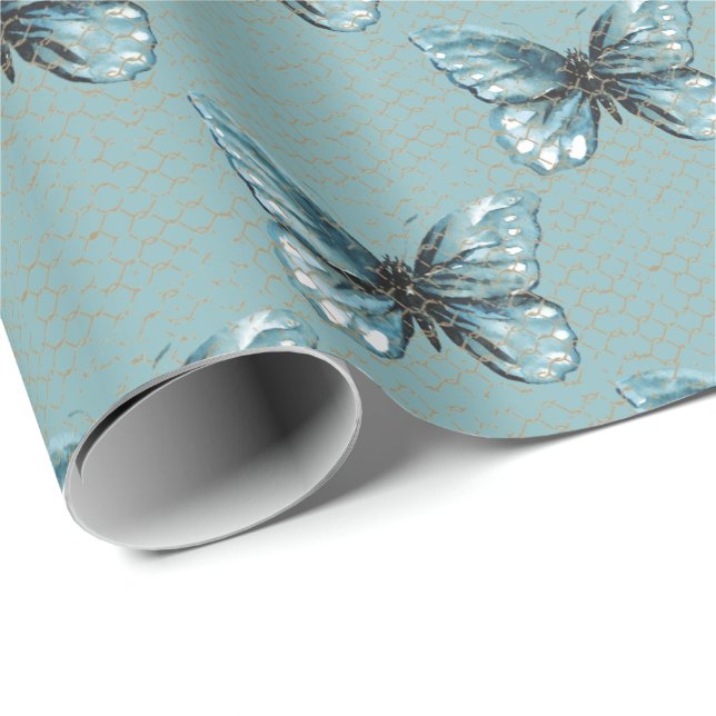 Papier Cadeau Clôture de lien de chaîne sur papillon (Coin rond)