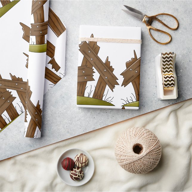 Papier Cadeau Clôture en bois cassée Ferme rustique (Créateur téléchargé)