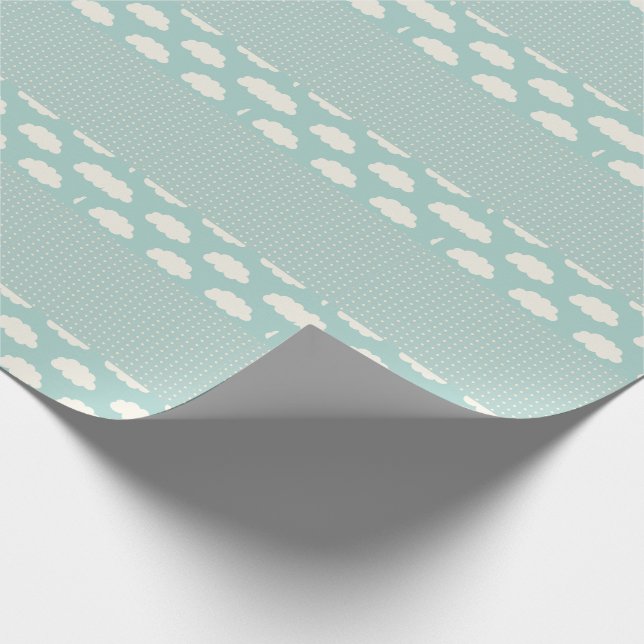 Papier Cadeau Clouds Pois Green Stripe (Coin)