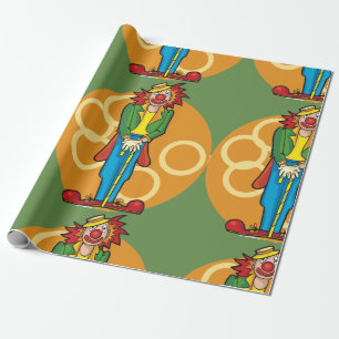 Papier Cadeau Clown de dessin animé fantaisiste aux couleurs viv