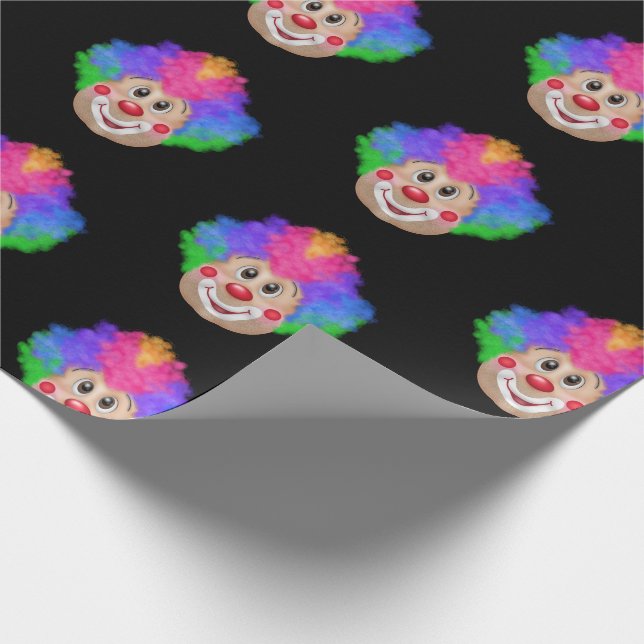 Papier Cadeau Clown de nez rouge sur noir (Coin)