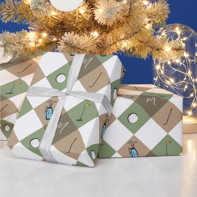 Papier Cadeau Club de golf Élégant Monogramme (Vacances)