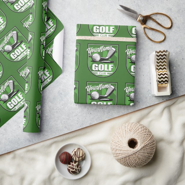 Papier Cadeau Club de golf NOM Pro Golfeur Joueur Personnalisé   (Artisanat)