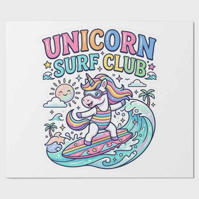 Papier Cadeau Club de surf Licorne (Plat)